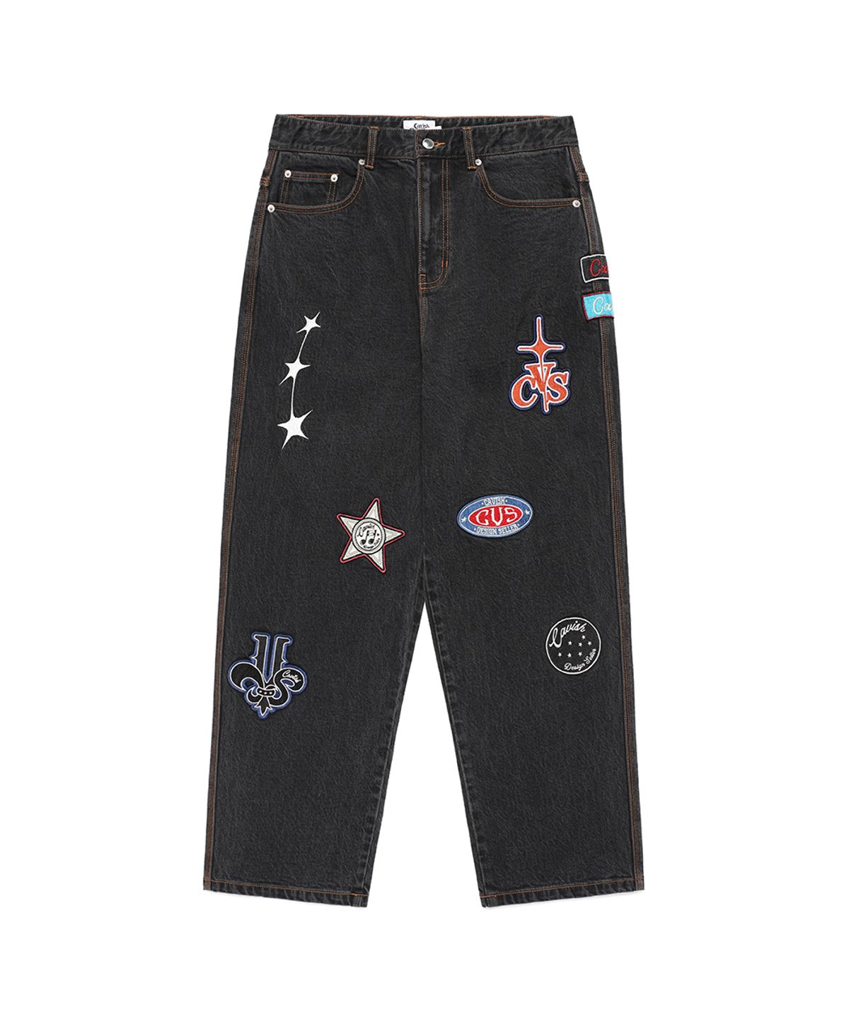 카비시(CAVISH) PATCHWORK DENIM PANTS BLACK(CV2EFUD112A)