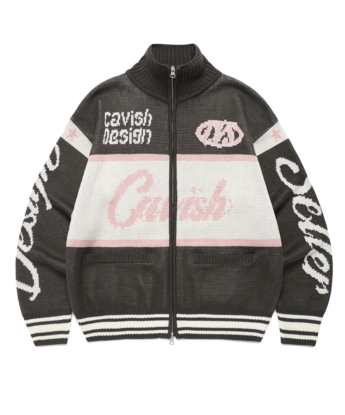 카비시(CAVISH) RACING TEAM KNIT ZIP UP CHARCOAL(CV2EFUK682A)