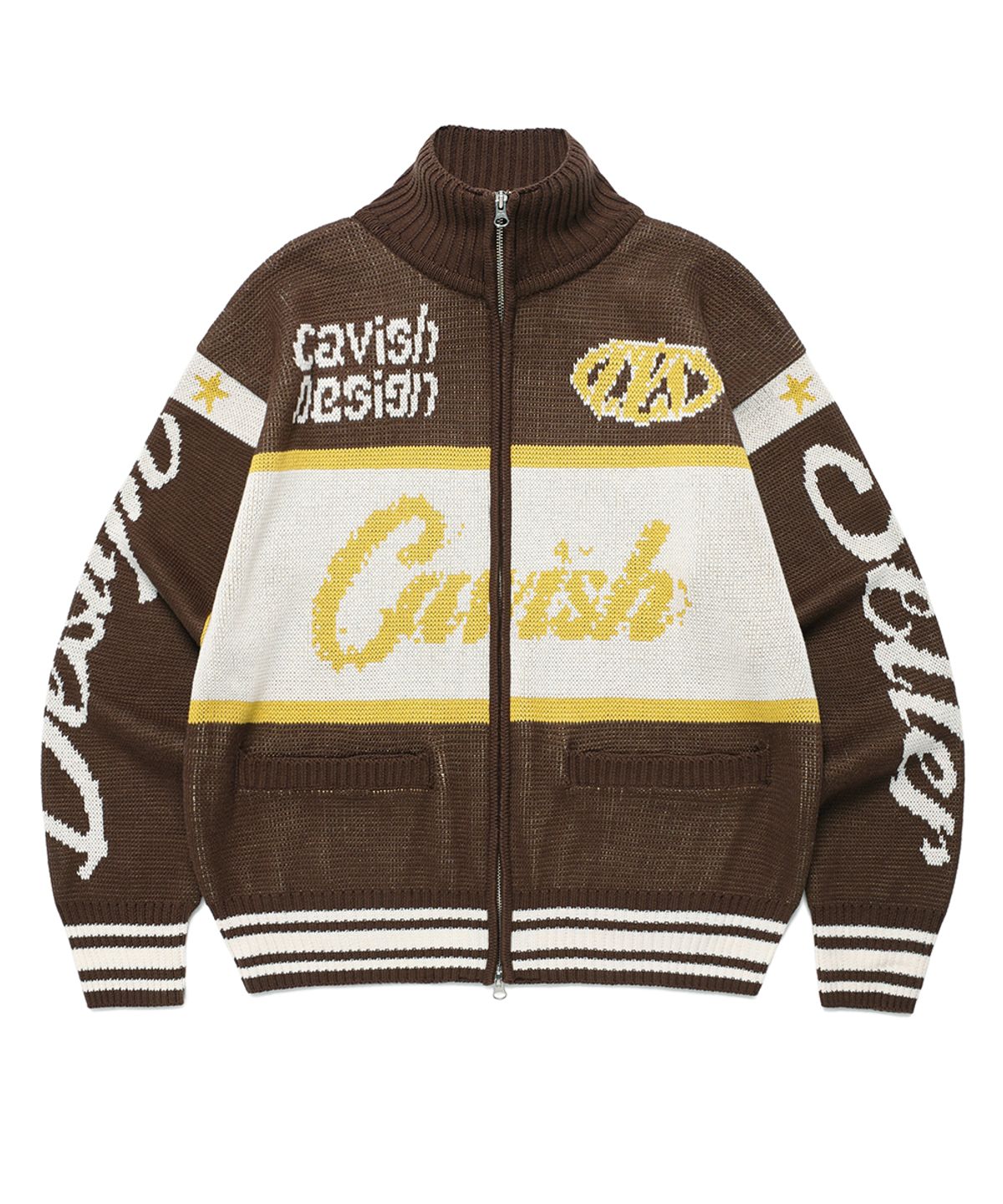 카비시(CAVISH) RACING TEAM KNIT ZIP UP BROWN(CV2EFUK682A)