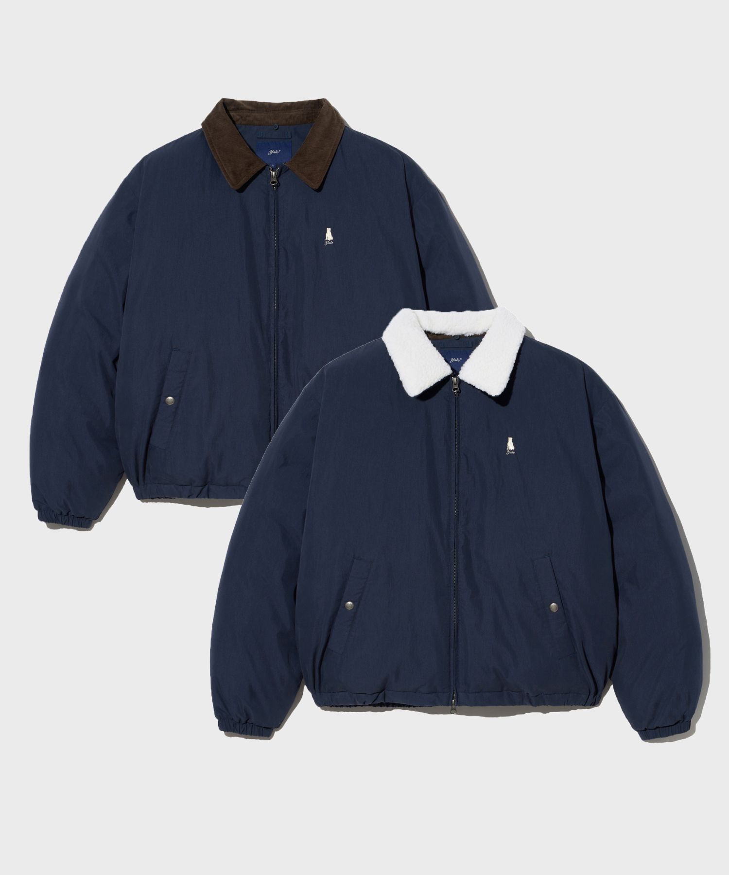 ★YALE★Detachable Boa Short Puffer Jacket★ MUSINSA | YALE Detachable Boa Short Puffer Jacket_Navy