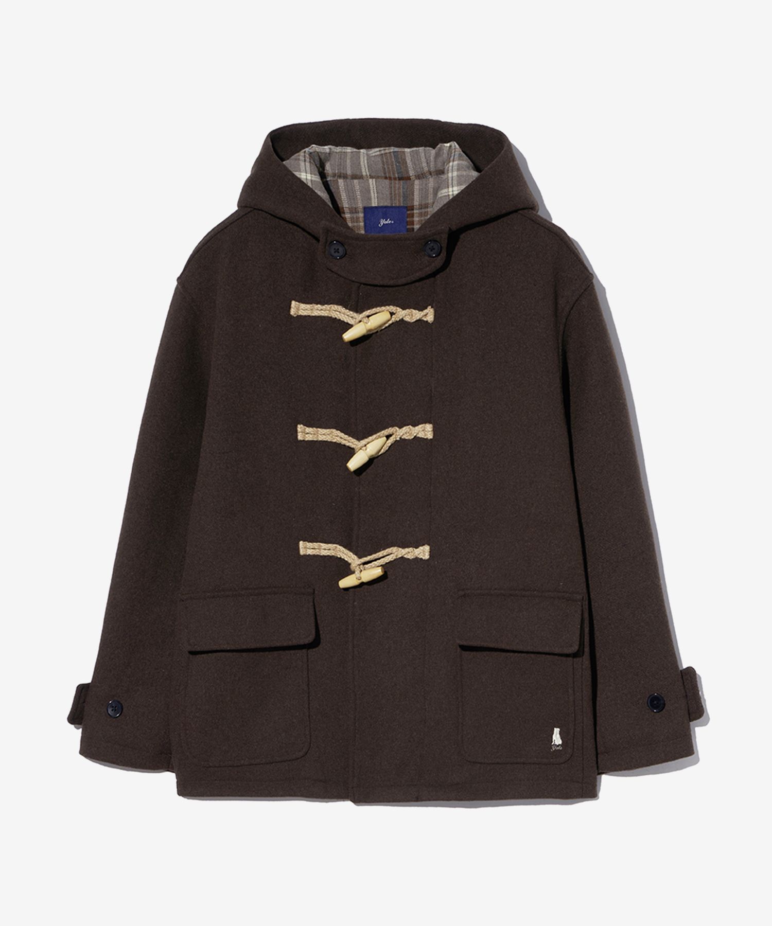 MUSINSA | YALE Wool Blended Short Duffle Coat_Dark Brown