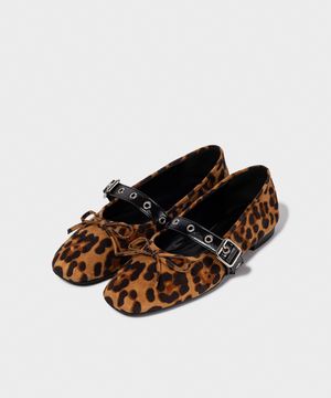 BUCKLE STRAP BALLERINA FLAT / LEOPARD