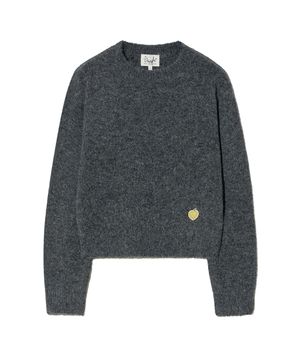 하트애플 크롭 니트_차콜