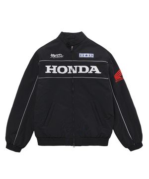 Piping Motorcycle Blouson Jacket Black