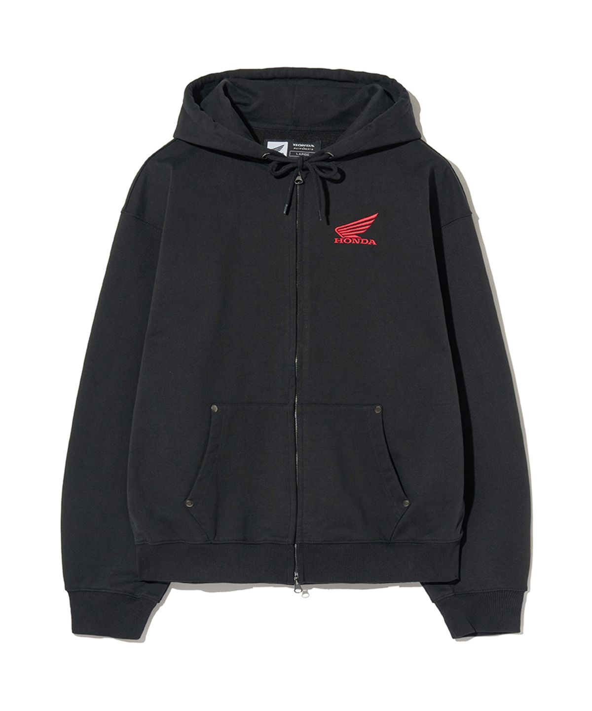 핍스 모터사이클(PHYPS MOTORCYCLE) Honda Small Wing Rivet point Hoodie Zip-up Black