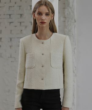Out Pocket Single Tweed Jacket [Ivory]