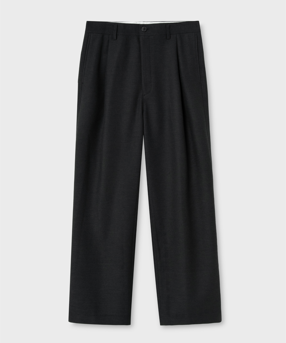 넌블랭크(NONBLANK) 원턱 와이드 핏 저지 슬랙스_DARK GREY