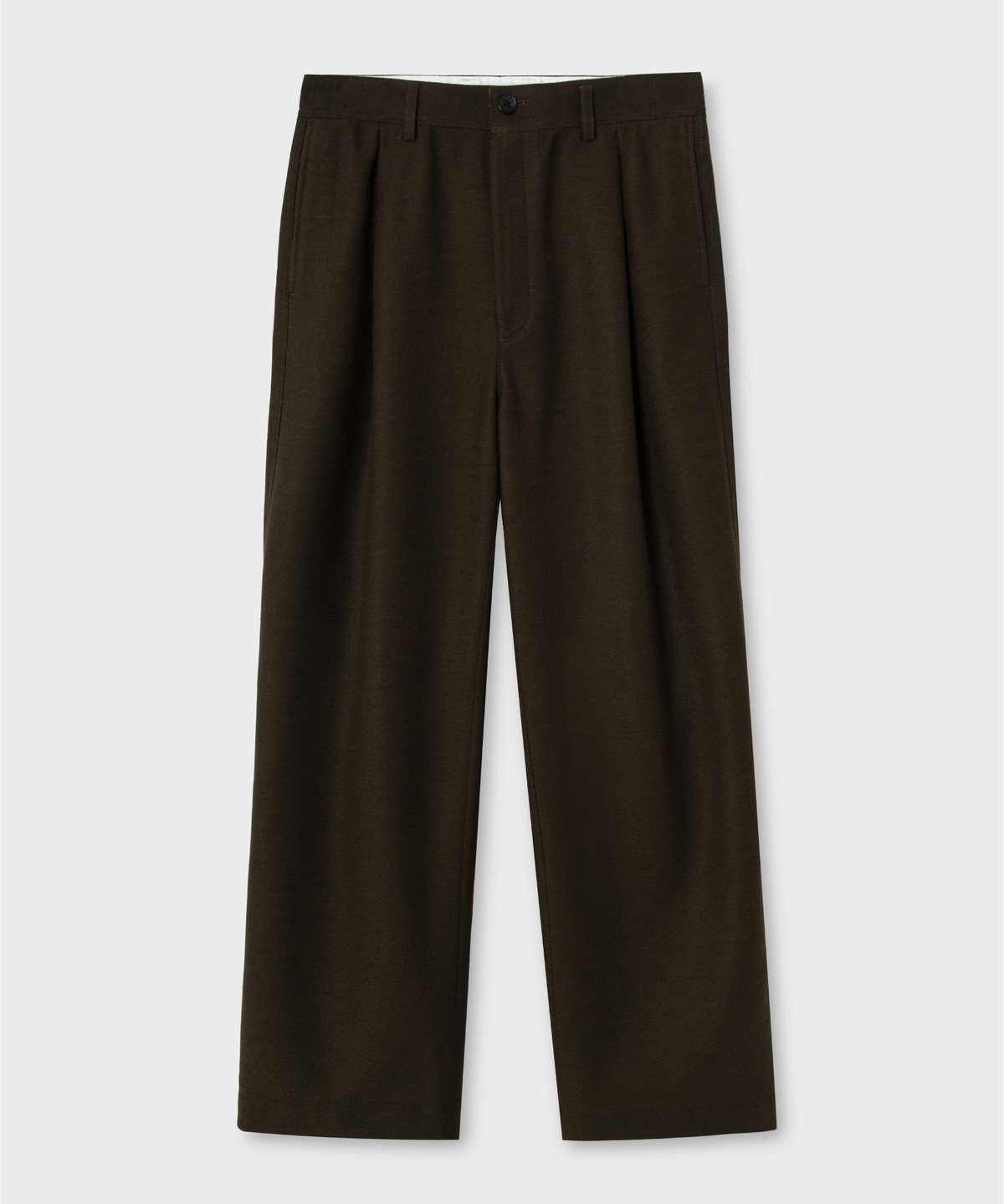 넌블랭크(NONBLANK) 원턱 와이드 핏 저지 슬랙스_DARK BROWN