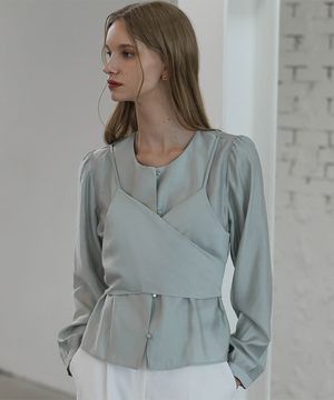 Day Layered Wrap Blouse [Mint]