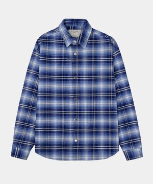 헤비 오버사이즈 체크 셔츠자켓 블루