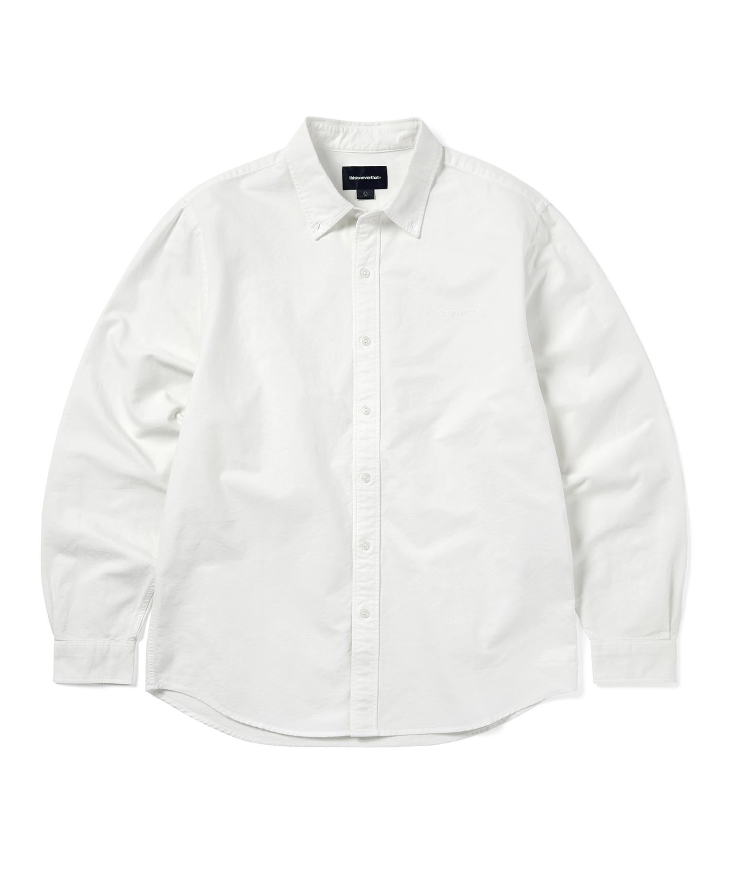 【THISISNEVERTHAT】Overdyed T-Logo Oxford Shirt White Overdyed T-Logo Oxford Shirt - thisisneverthat®