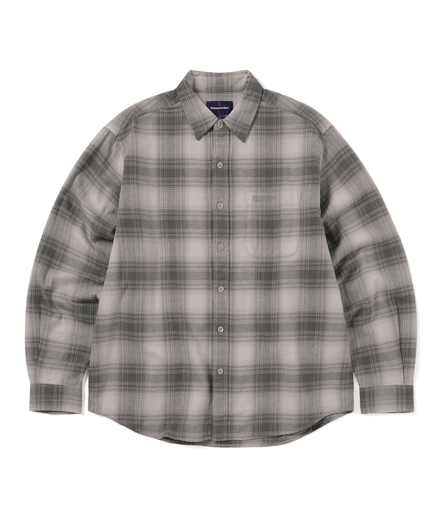 MUSINSA | thisisneverthat Shadow Plaid Flannel Shirt Grey