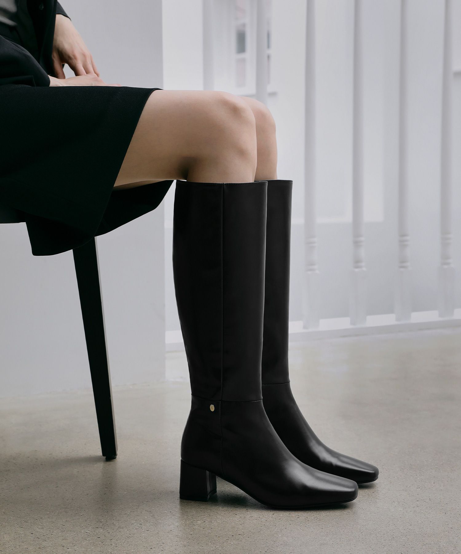 MUSINSA SAPPUN Elif Square Long Boots (5cm)