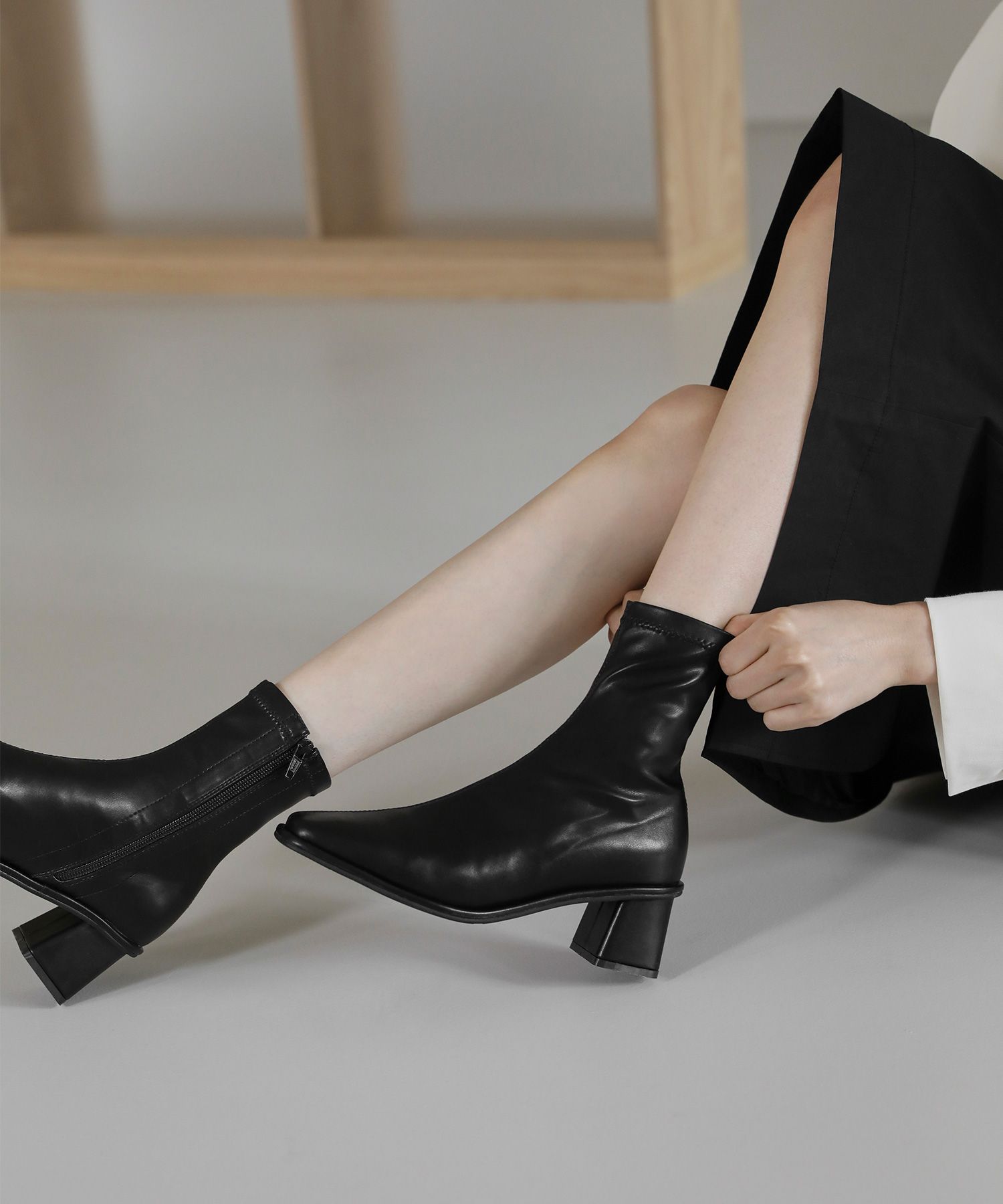 MUSINSA SAPPUN Amelin Sock Ankle Boots (5cm)