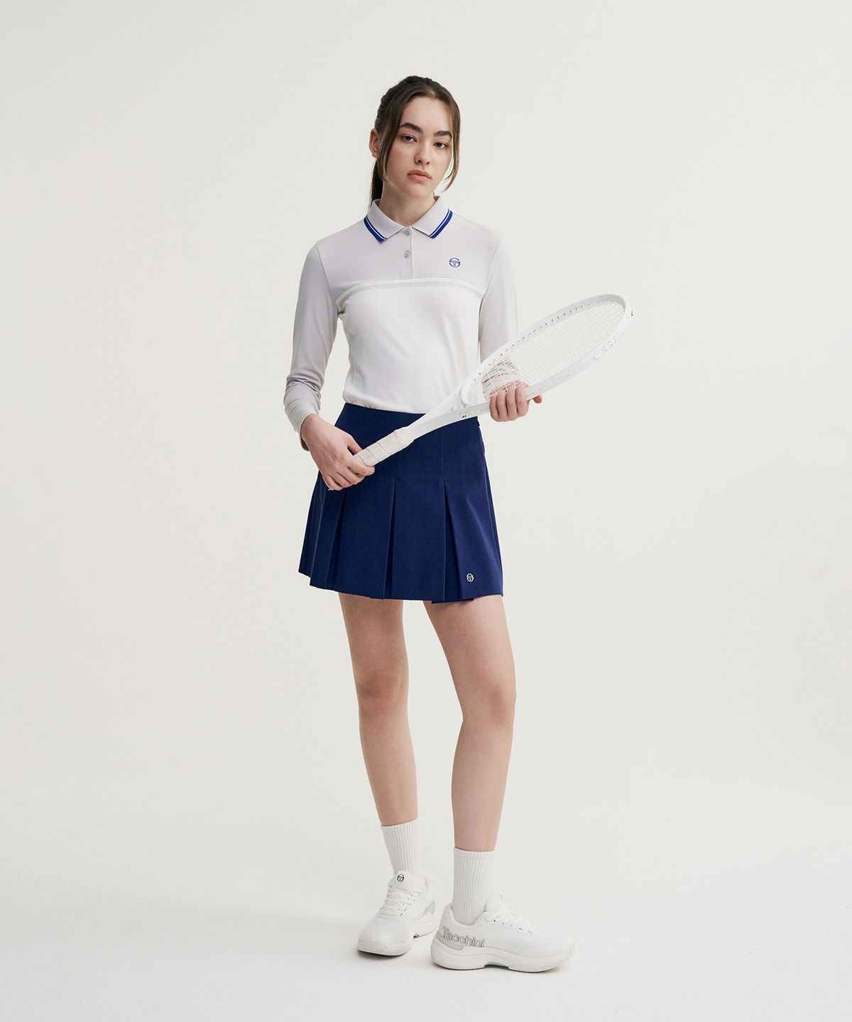 세르지오 타키니(SERGIO TACCHINI) W 프레피 와이드 플리츠 스커트 (Navy)