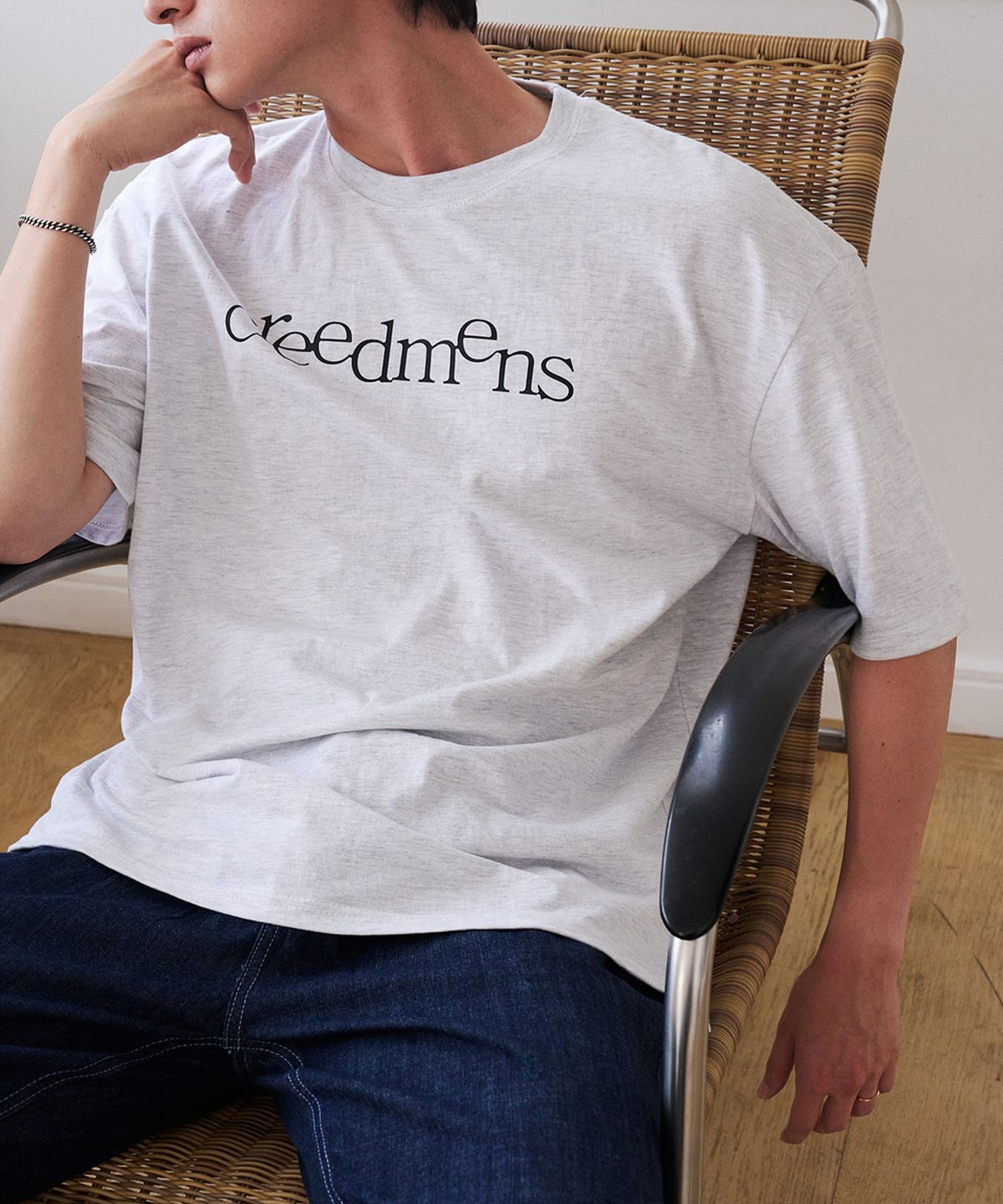 크레드먼스(CREEDMENS) 클래식 로고 반팔티 (White Melange)