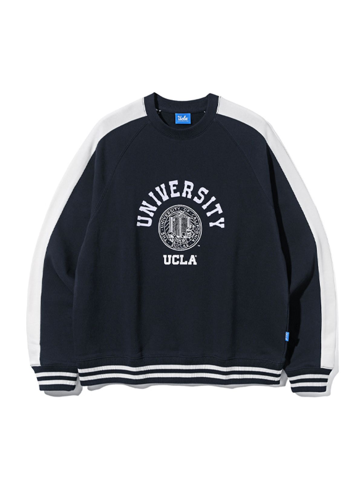 유씨엘에이(UCLA) 스포티 배색 오버핏 맨투맨[DK-NAVY](UA9LT80)
