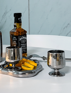 미드센츄리 실버 고블렛 소주잔 2p set