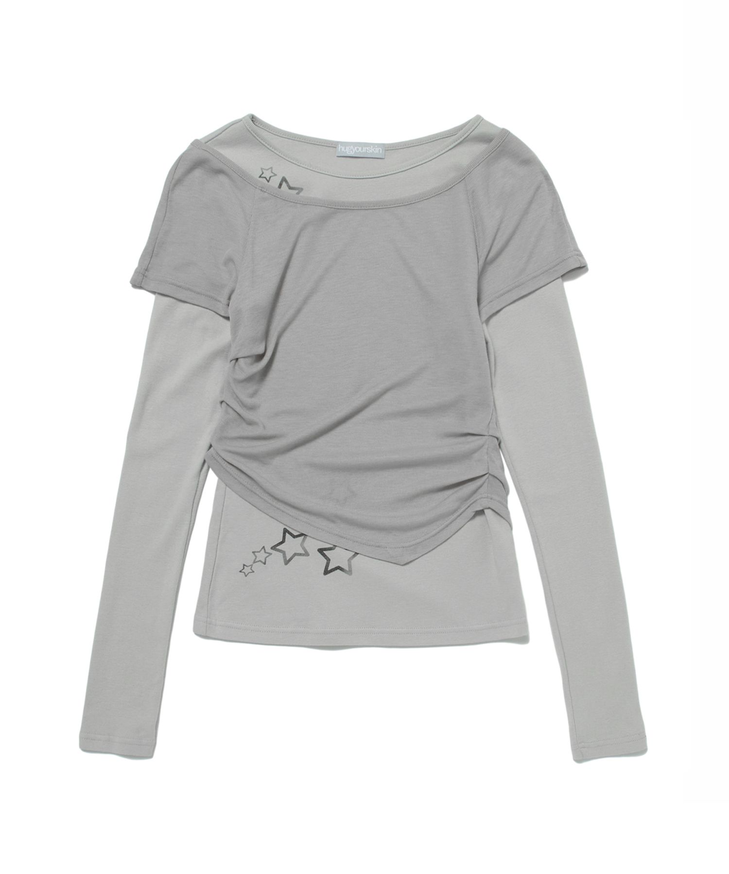 平成ギャル 韓国女子 [HUG YOUR SKIN] LAYERED STAR T-SHIRT MUSINSA | HUG YOUR SKIN Layered Star T-Shirt (Grey)