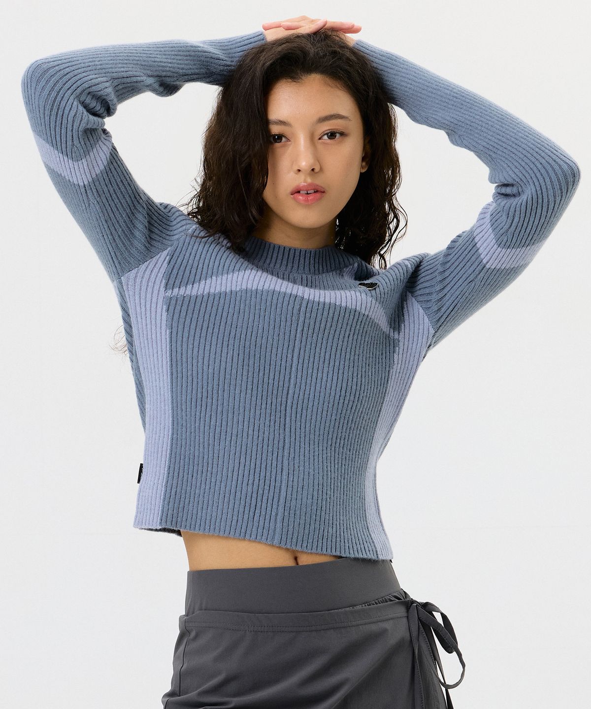 골라(GOLA) W SPORTY COLOR BLOCK KNIT PULLOVER [BLUE]