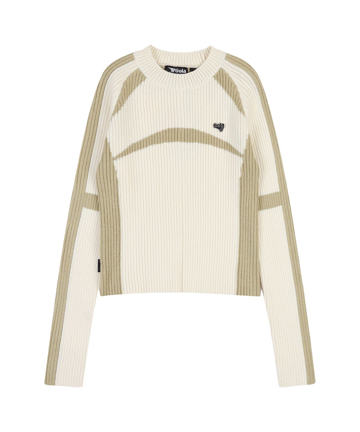 골라(GOLA) W SPORTY COLOR BLOCK KNIT PULLOVER [IVORY]
