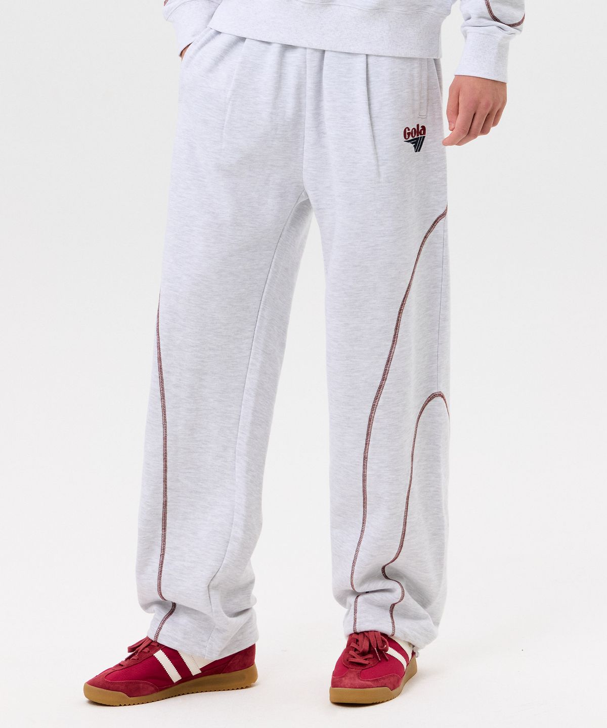 골라(GOLA) COVER STITCH SWEAT PANTS [LIGHT GRAY]