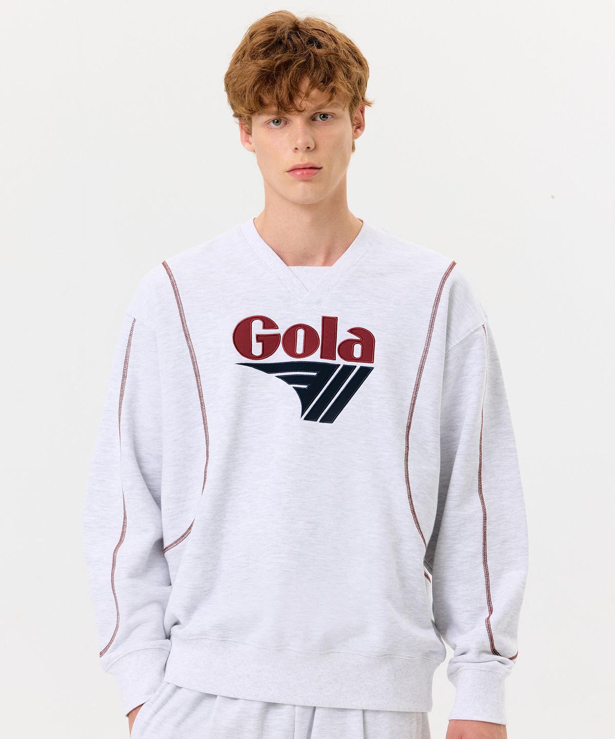골라(GOLA) COVER STITCH SWEAT SHIRTS [LIGHT GRAY]