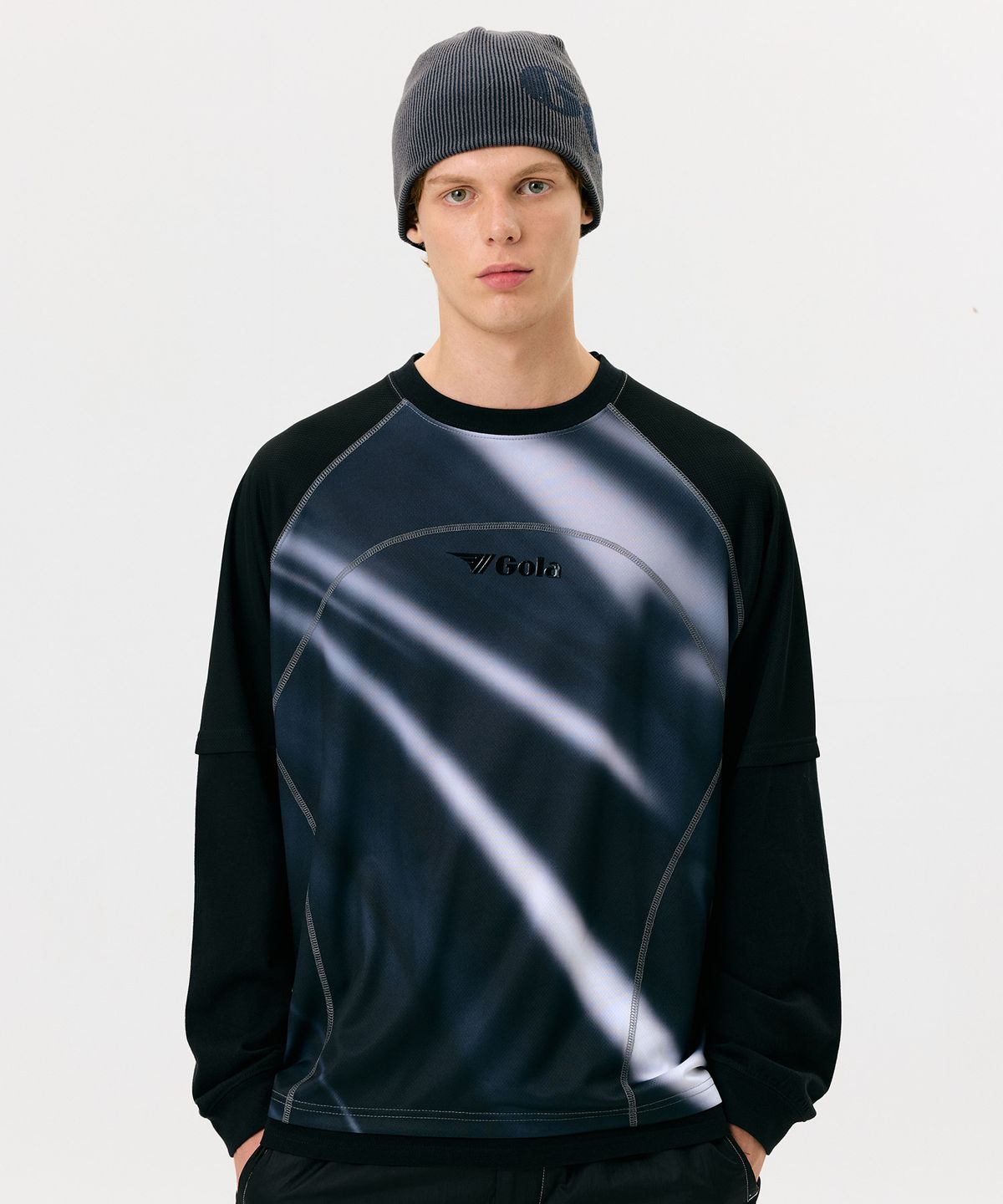 골라(GOLA) FLUID LAYERED JERSEY TOP [BLACK]