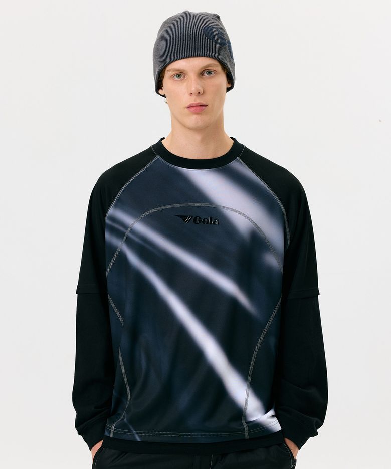 FLUID LAYERED JERSEY TOP [BLACK]