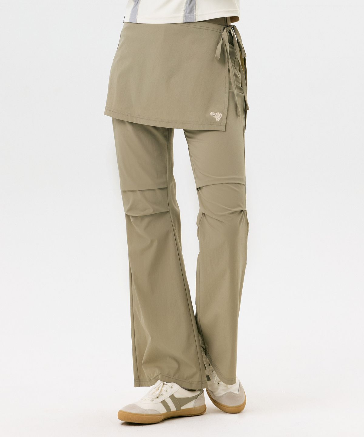 골라(GOLA) W ATHLETIC COVER-UP BOOTS CUT LEGGINGS [KHAKI]