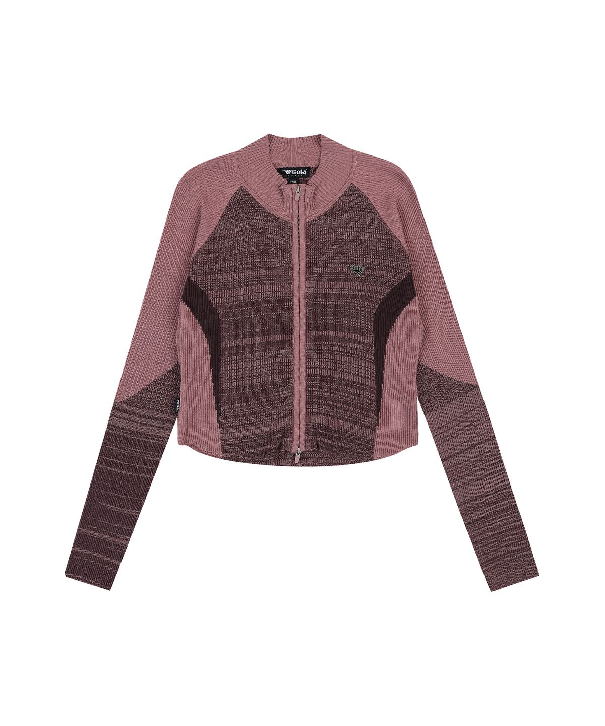골라(GOLA) W SPORTY COLOR BLOCK KNIT ZIP-UP [PINK]