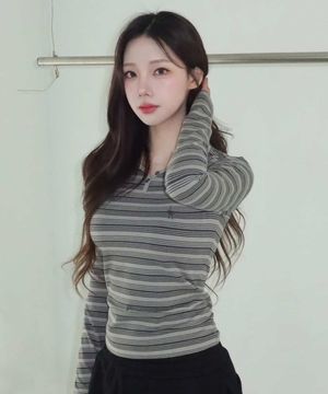 슬림핏 스트라이프 탑 [3COLOR]