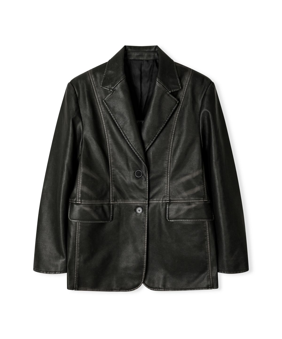 레더리(LEATHERY) 워시드 레더 블레이저 [WASHED BLACK]