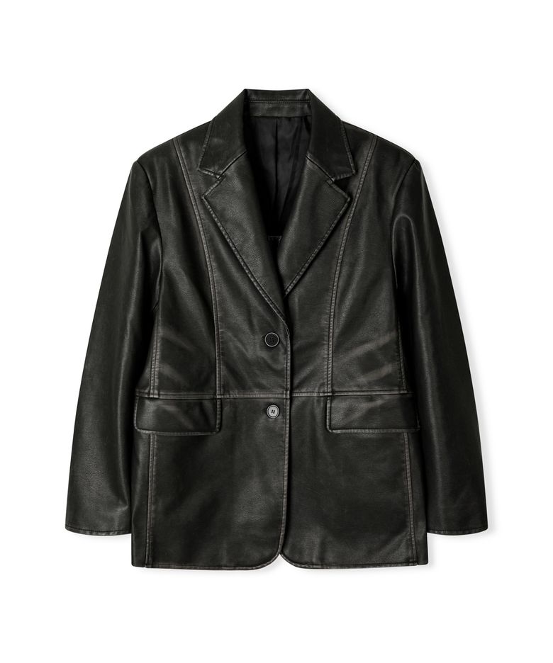 워시드 레더 블레이저 [WASHED BLACK]