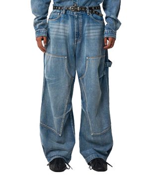 Jewelry Revet Double Knee Denim Pants