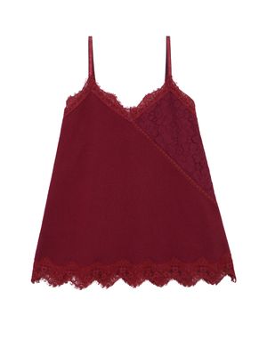 코튼 롱 레이스 슬립 (레드)