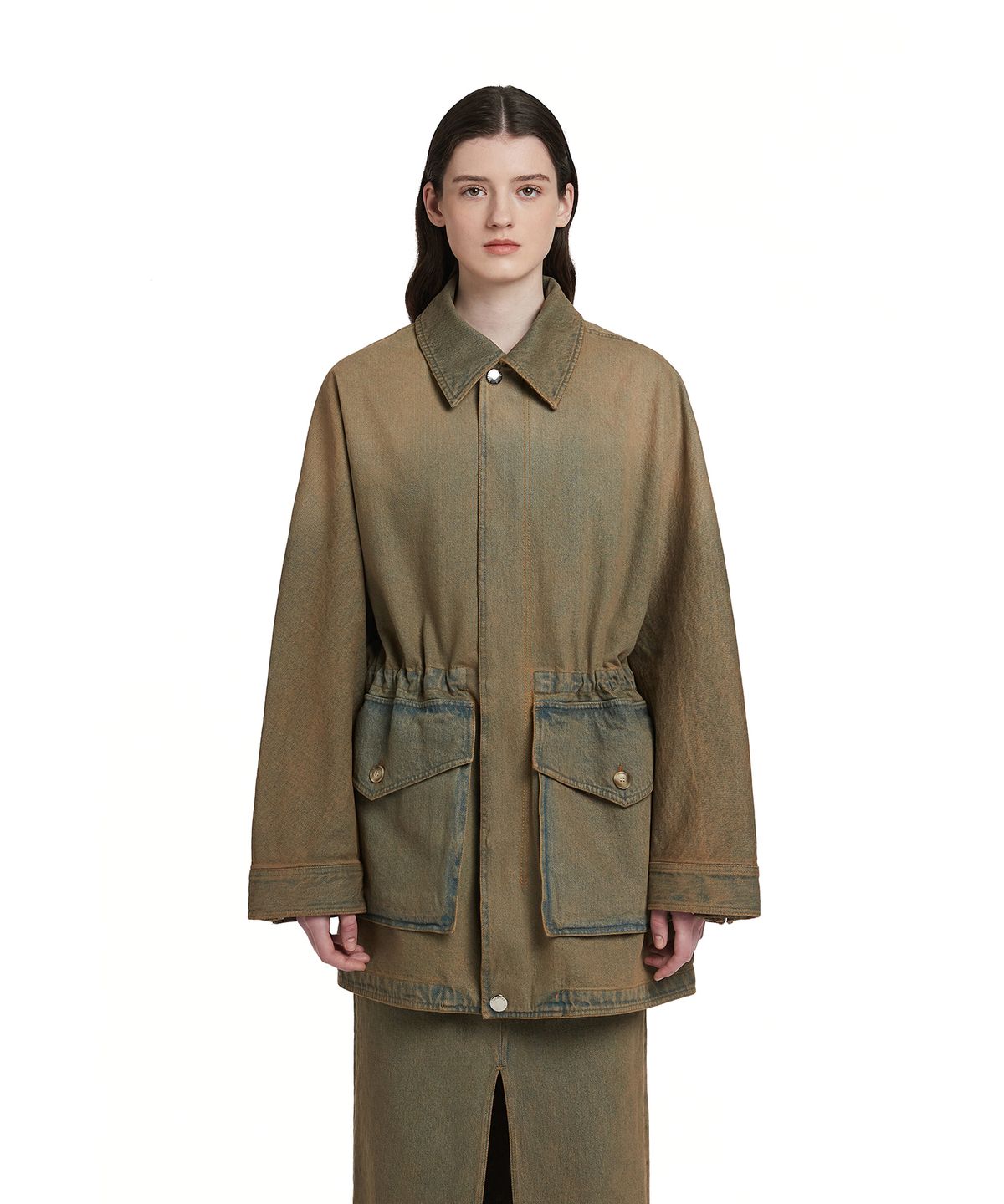 트렁크프로젝트(TRUNK PROJECT) Drawstring Denim Jacket_Khaki