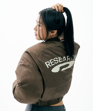 Reversible Glossy Crop Short Puffer Brown