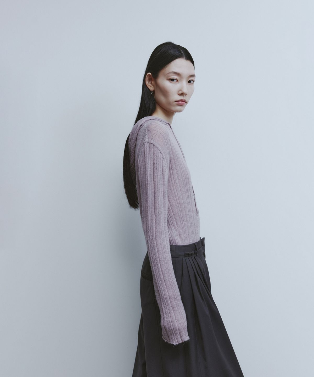 유스(YOUTH) Hooded Knit Top - Lavender