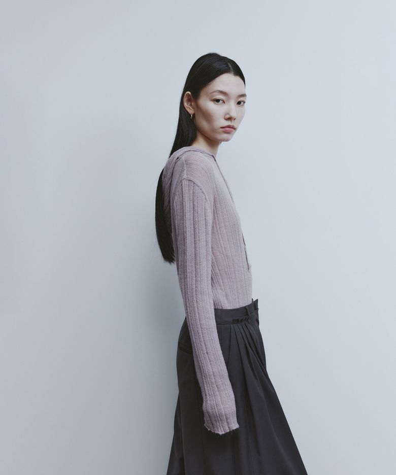 Hooded Knit Top - Lavender