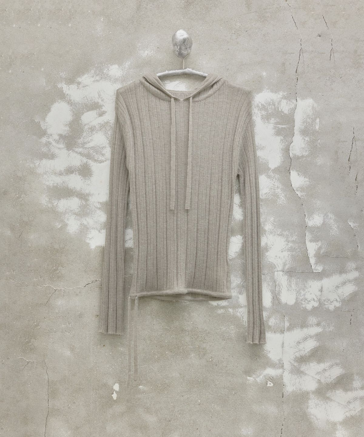 유스(YOUTH) Hooded Knit Top - Light Grey