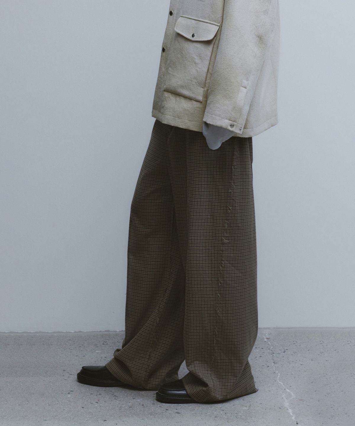 유스(YOUTH) Triple Stitch Wide Trousers - Brown check
