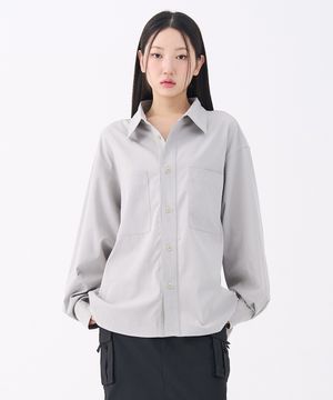 Over Fit Pocket Shirt Jacket Gray