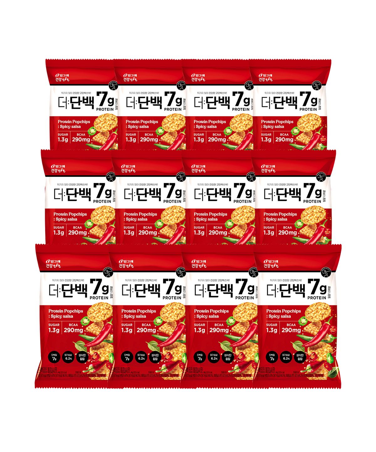 빙그레(BINGGRAE) 더단백 팝칩 매콤살사맛 44g 12입