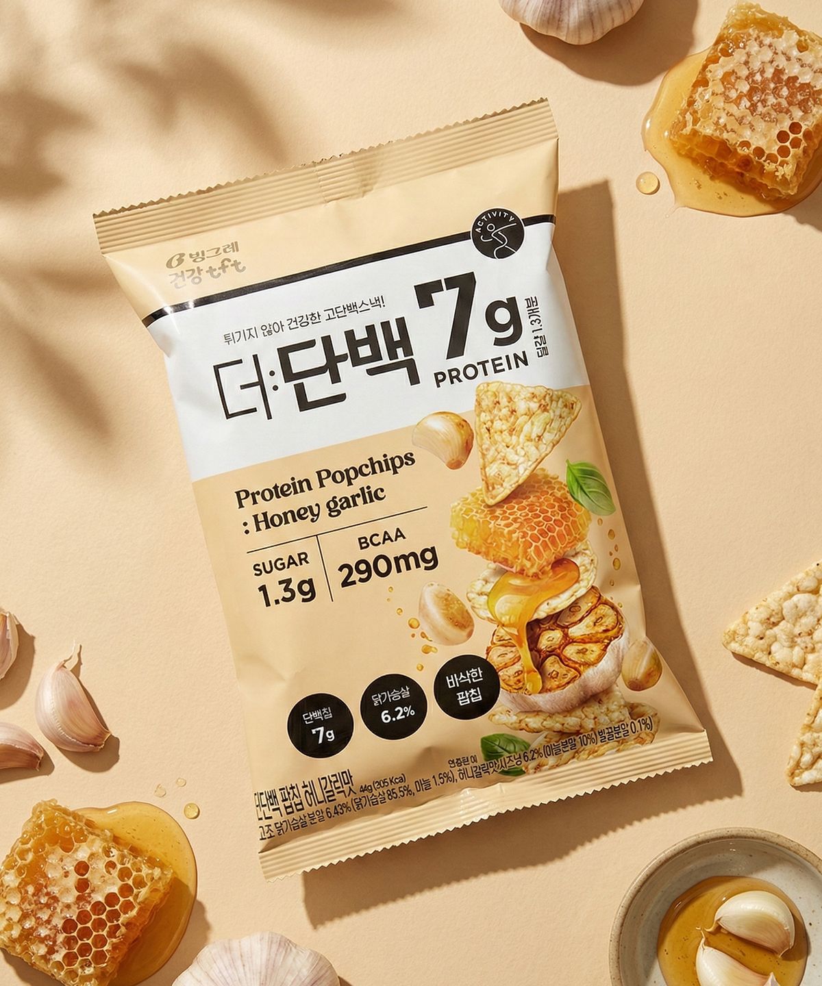 빙그레(BINGGRAE) 더단백 팝칩 허니갈릭맛 44g 12입
