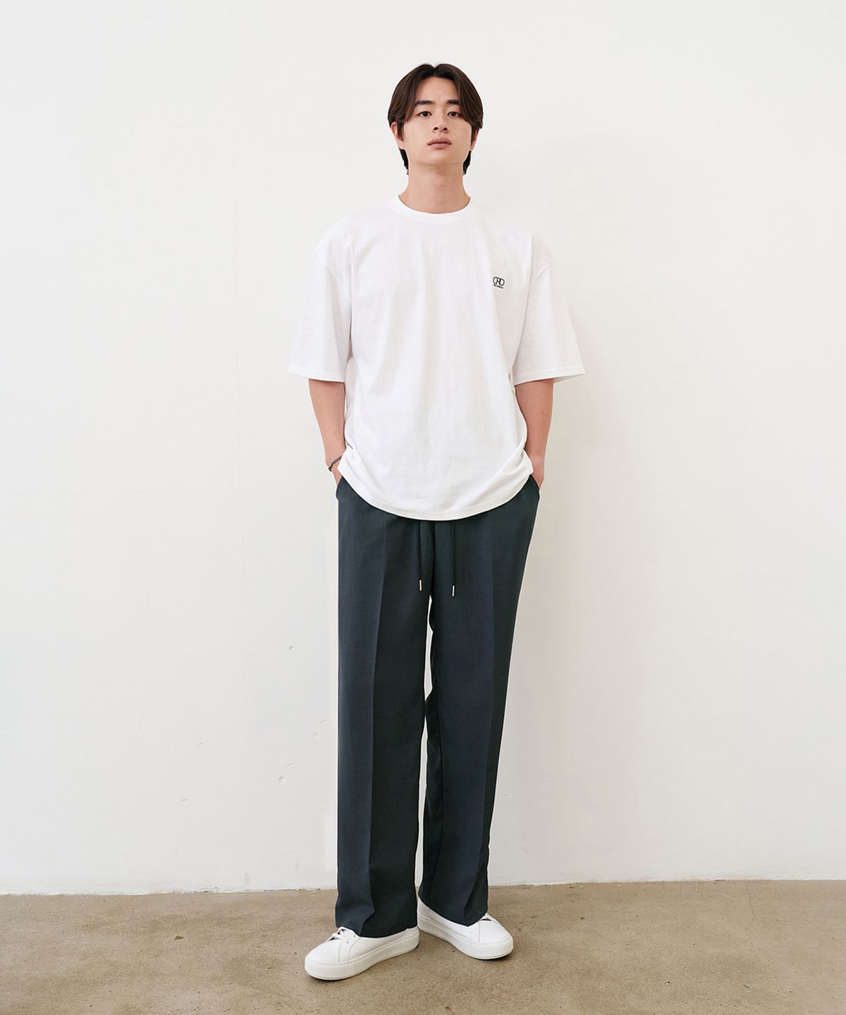 크레드먼스(CREEDMENS) 쿨링 밴딩 와이드 팬츠 (Charcoal)