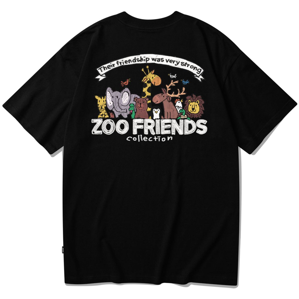 스플래시코드(SPLASHCODE) 반팔 티셔츠 블랙 - 크레용 동물 친구들(Crayon Zoo Friends)