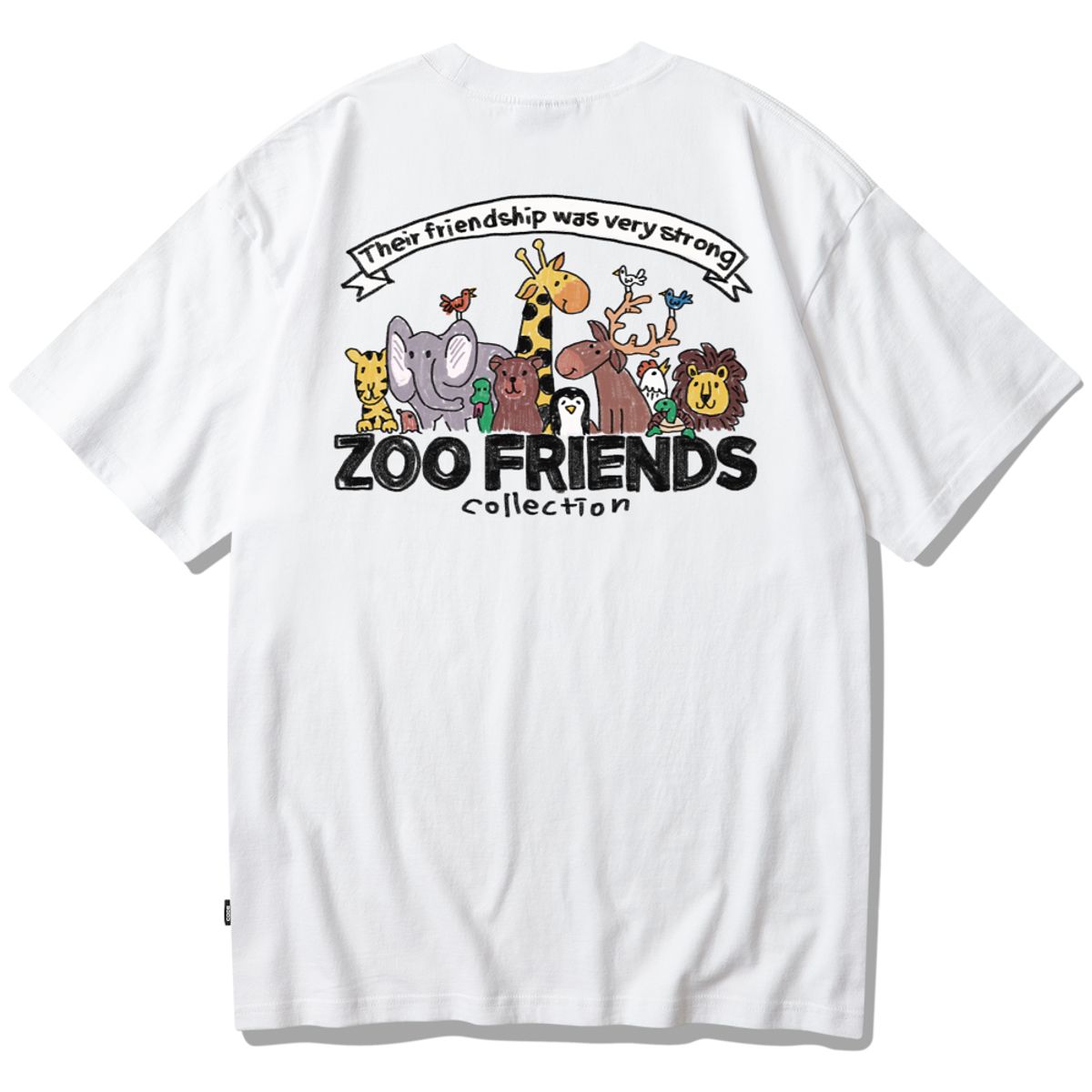 스플래시코드(SPLASHCODE) 반팔 티셔츠 화이트 - 크레용 동물 친구들(Crayon Zoo Friends)