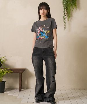 Womans Vintage Boots Cut Denim Jeans Black