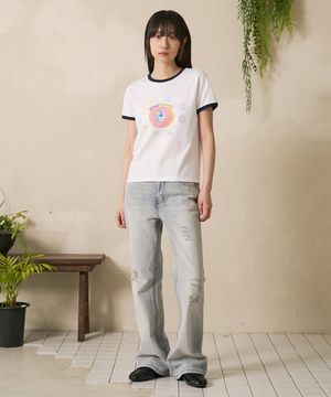 Womans Vintage Boots Cut Denim Jeans Blue